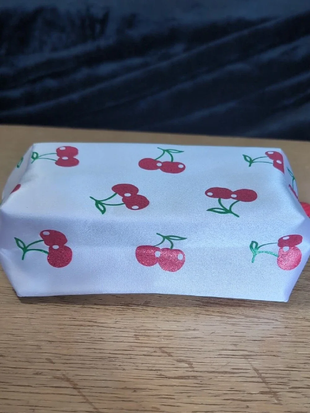 Cherry Print Cosmetic Bag - Red & Green